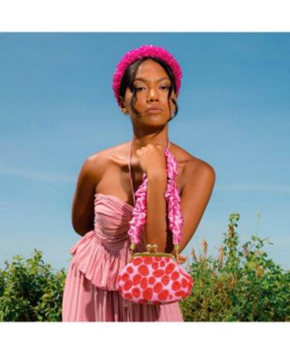 ARNOLDI Daisy Hand-beaded Clutch Bag In Pink & Red