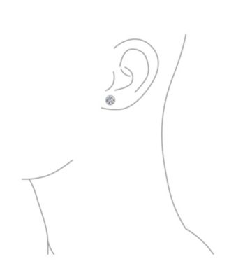 Solitaire Round Cubic Zirconia Crown Basket Set CZ Stud Earrings Gold Plated Sterling Silver