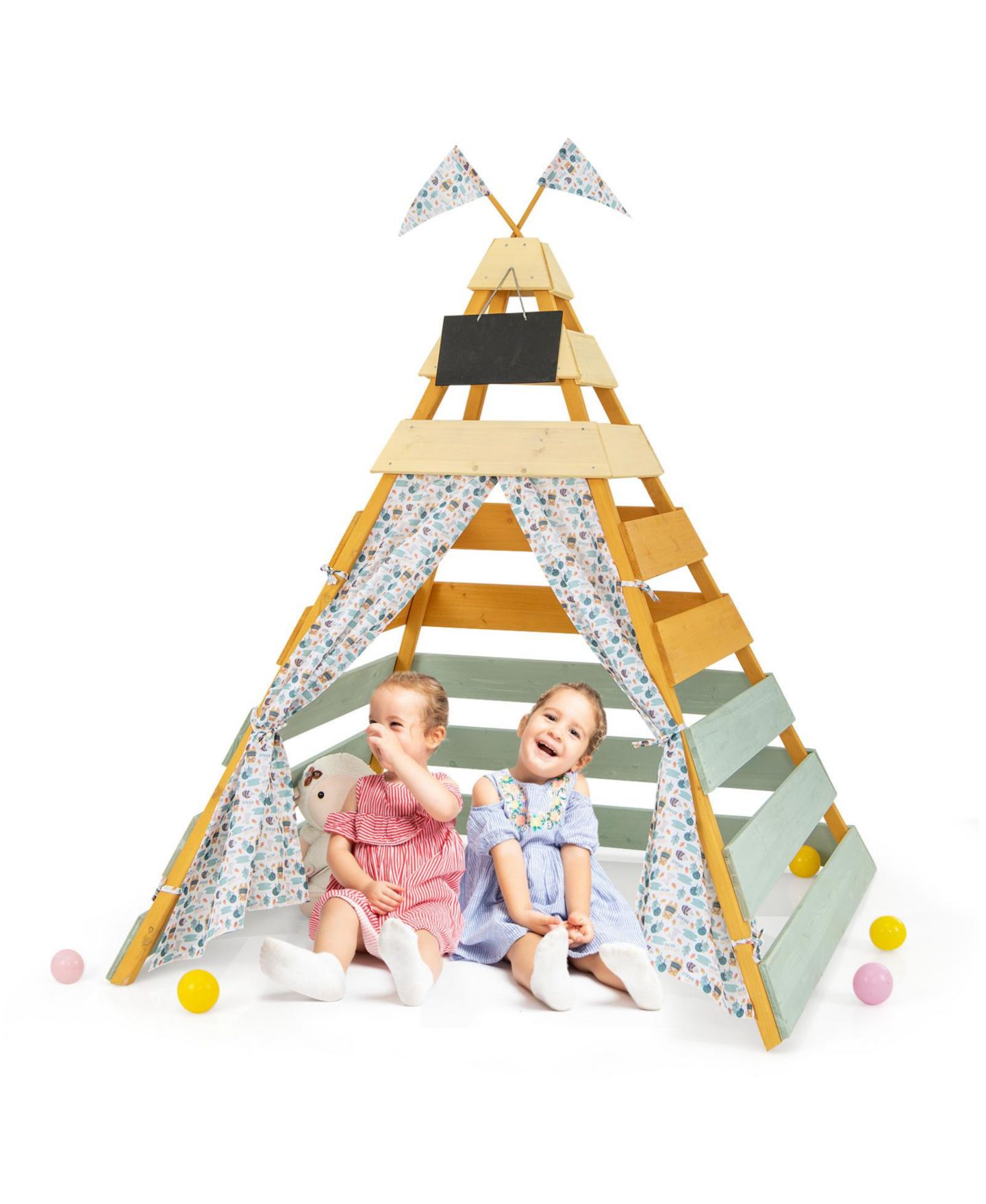 Детская игрушка GOUUN Triangle Hideaway Playhouse with Removable Chalkboard, Ages 3+, цвет: Зелёный — фото 7