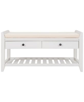 Entryway Storage Bench with Cushion Drawers and Shoe Rack for Organized Seating and Footwear Storage in Small Spaces-The Pop Home
