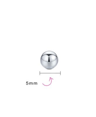 Set of Two Minimalist Drop Ball Earrings in Sterling Silver 2-10 MM Sizes