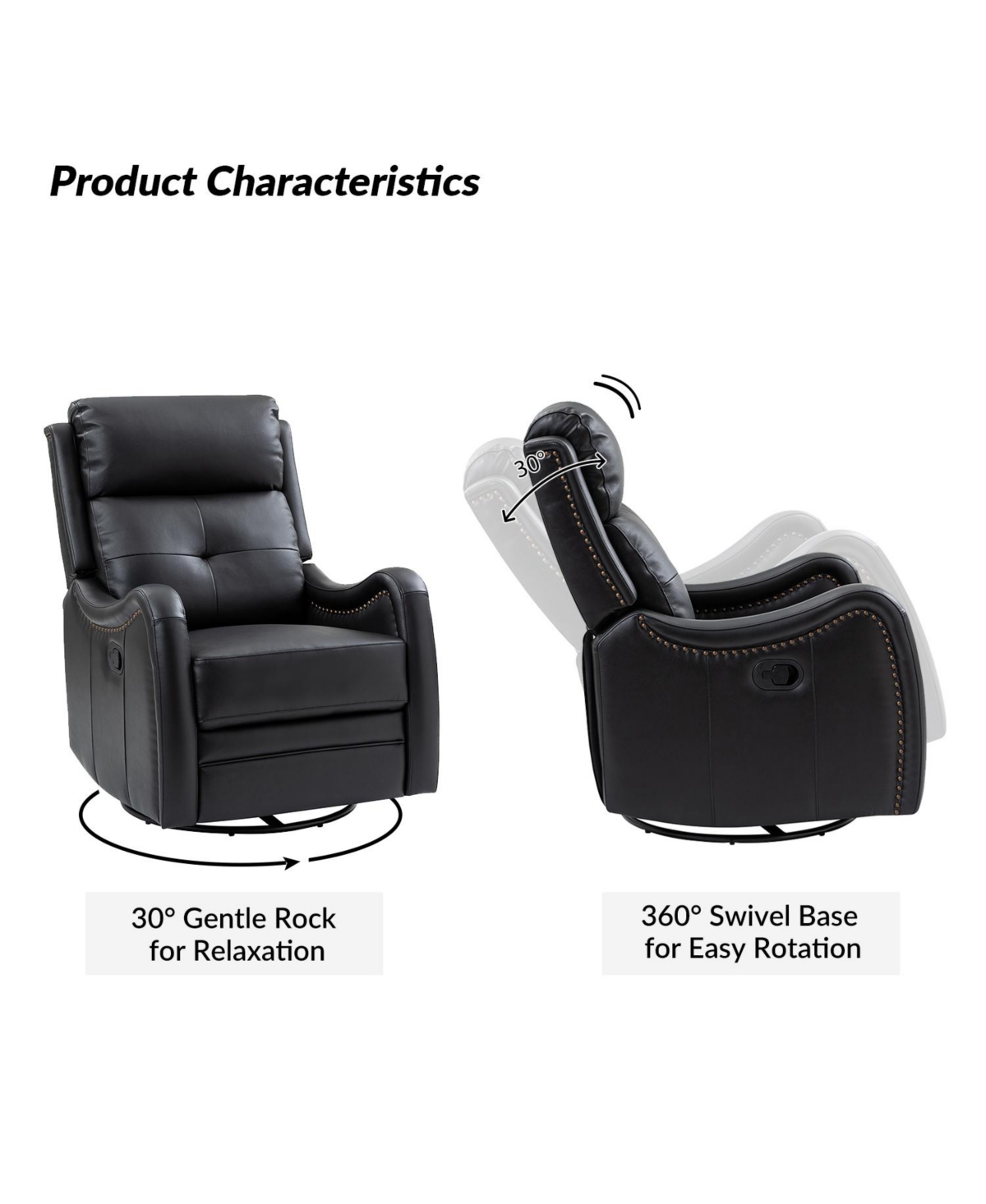 Susana Genuine Leather Swivel Rocker Recliner