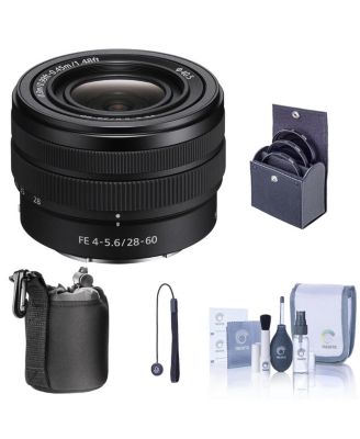 FE 28-60mm f/4-5.6 Lens, Bundle with 40.5mm Filter Kit, Lens Case, Cleaning Kit, Lens Cap Tether