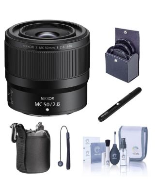 NIKKOR Z MC 50mm f/2.8 Lens, Bundle with Bower 3-Piece 46mm Filter Kit, Pouch, Lens Cleaner, Cleaning Kit, Lens Cap Tether