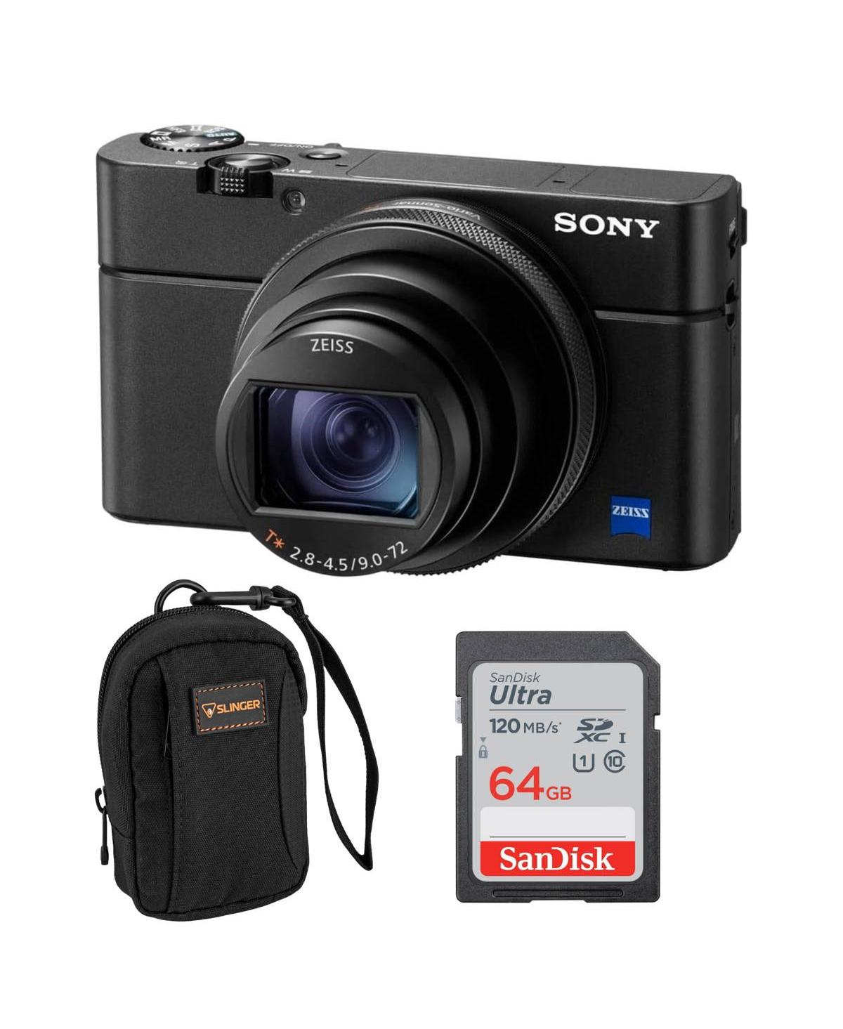 Sony RX100 Vii Premium Compact Camera with 1.0-type stacked Cmos sensor (DSCRX100M7), Bundle with 64GB Memory Card, Camera Bag