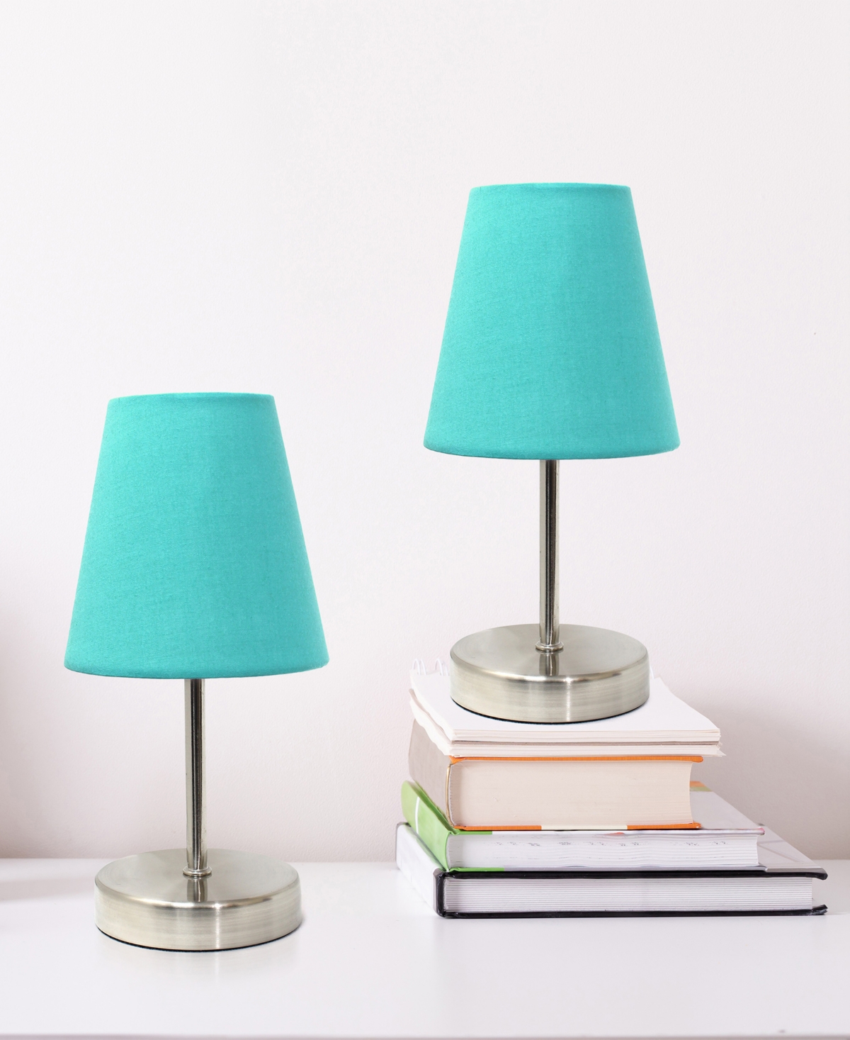 Creekwood Home 10.5" Metal Iconic Duo Mini Sand Nickel Table Lamp Set