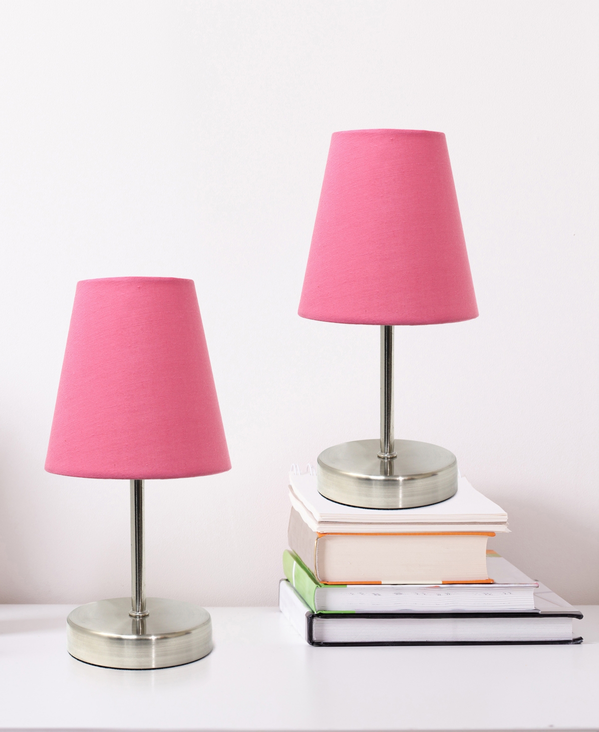 Creekwood Home 10.5" Metal Iconic Duo Mini Sand Nickel Table Lamp Set