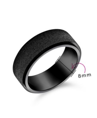 Plain Titanium Promise Band Ring Beveled Gunmetal Tone Size 6-14