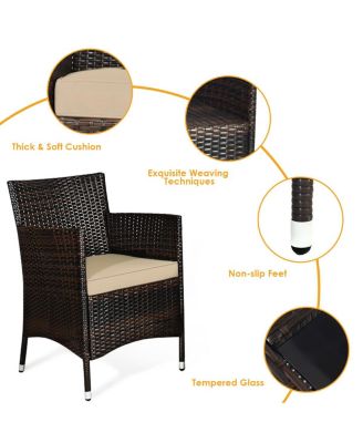 8PCS Patio Garden Rattan Furniture Set Coffee Table Cushioned Sofa