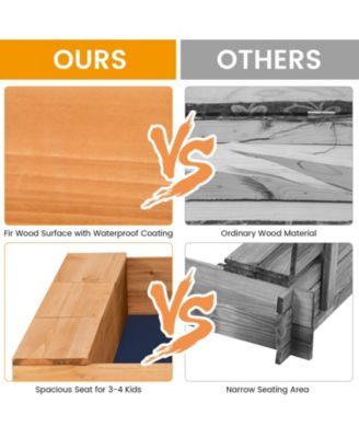 Kids Wooden Square Sandbox with Cover