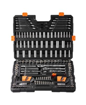 Mechanics Tool Set And Socket Set, Drive Deep And Standard Sockets, 205 Pcs SAE And Metric Mechanic Tool Kit With Bits, Combination Wrench, Hex Wrenches, Accessories, Storage Case