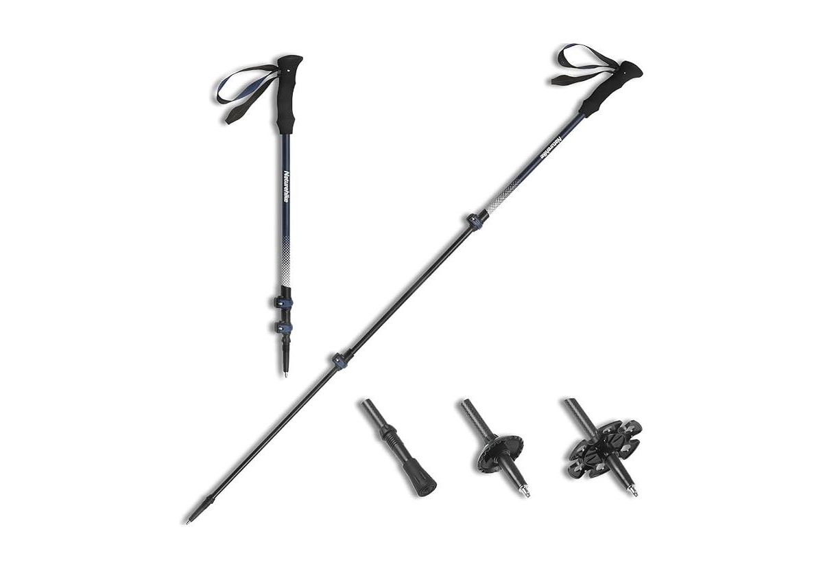 1pc Trekking Poles Carbon 169g,Adjustable Ultra-Lightweight Hiking Sticks Unisex Walking Stick with Accessories for Outdoor - Blue