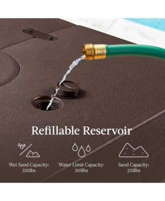 330lb Capacity Fillable Heavy-Duty Outdoor Cantilever Umbrella Base w/ Easy-Fill Spouts