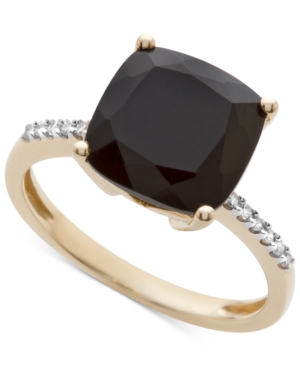 image of Onyx (1-1/6 ct. t.w.) and Diamond Accent Ring in 14k Gold