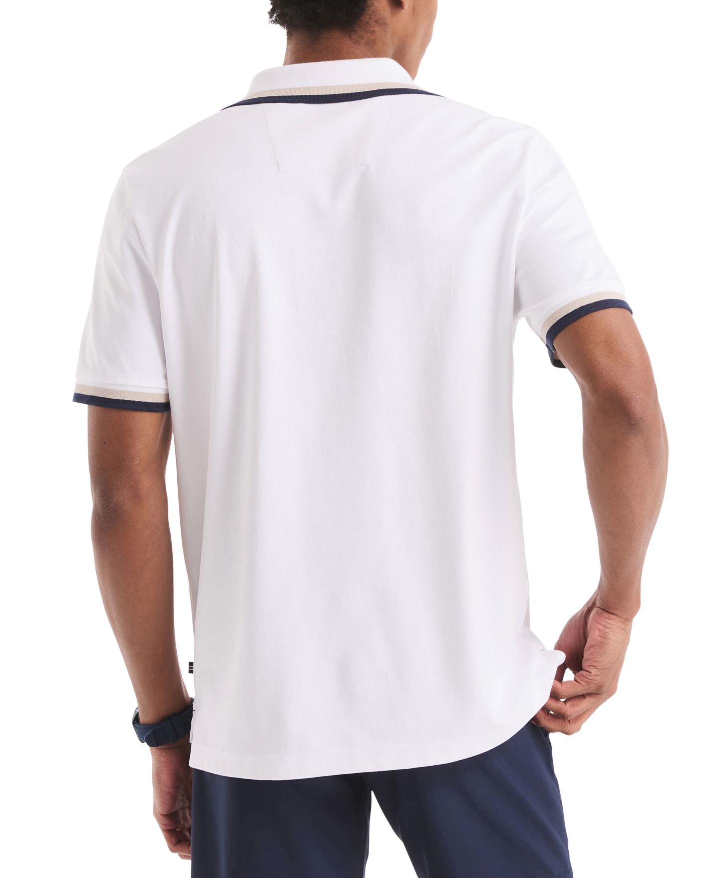 Мужское поло Nautica Classic-Fit Johnny Collar Tipped Polo Shirt, цвет: Яркий белый — фото 4
