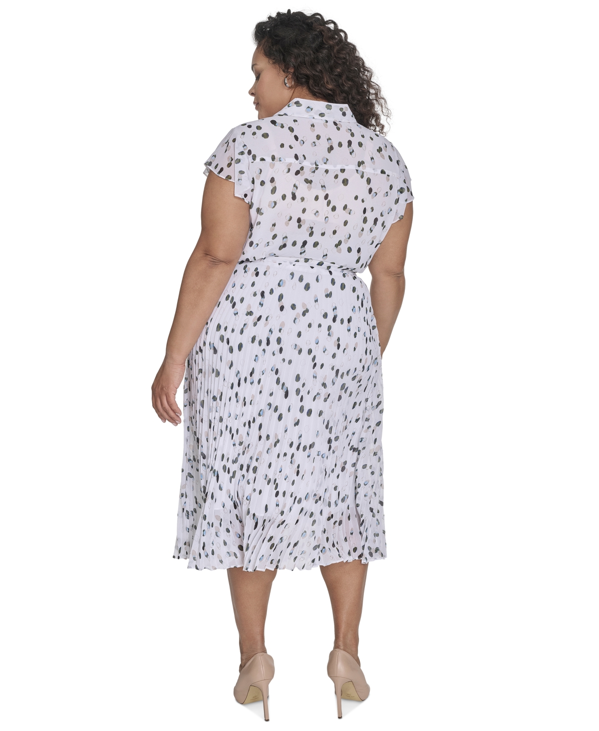 Calvin Klein Plus Size Pleated Dot-print Skirt