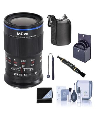 Laowa 65mm f/2.8 2X Ultra Macro APO Lens for Canon EF-M, Bundle with ProOptic 52mm Filter Kit, Cleaning Kit, Lens Cap Tether, Lens Cleaner
