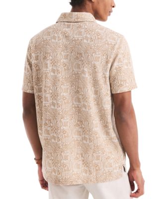 Men's Classic-Fit Leaf-Pattern Polo Shirt