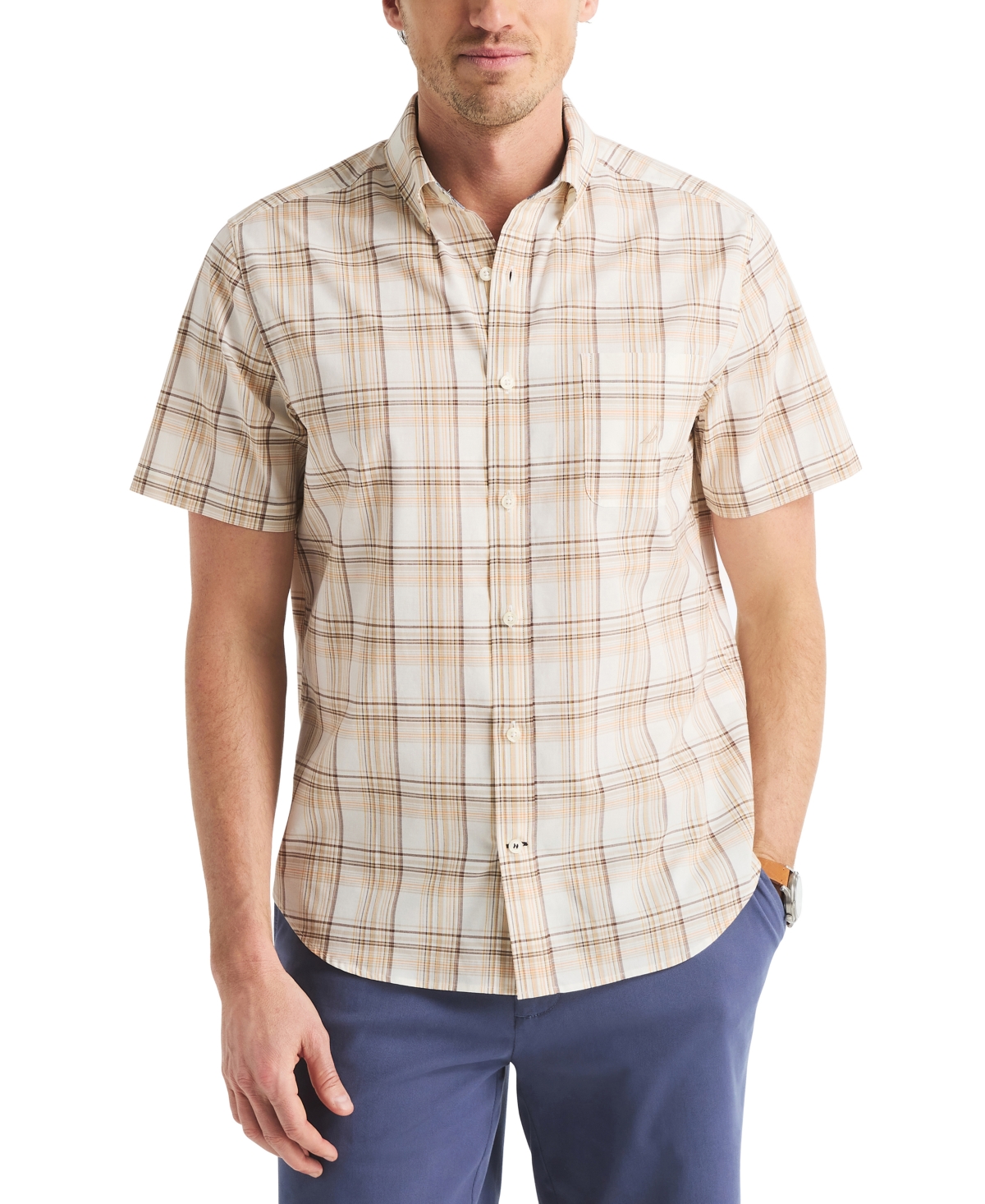 Men's Classic-Fit Plaid Shirt - Sail White