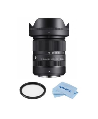 18-50mm f/2.8 DC DN Contemporary Lens for Fujifilm X, Bundle with 55mm Multi Coated UV Slim Filter, Microfiber Cleaning Cloth