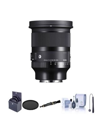 20mm f/1.4 DG DN Art Lens for Sony E Bundle with 82mm Filter Kit, 82mm VND Filter, Lens Cleaner, Cleaning Kit, Lens Cap Tether