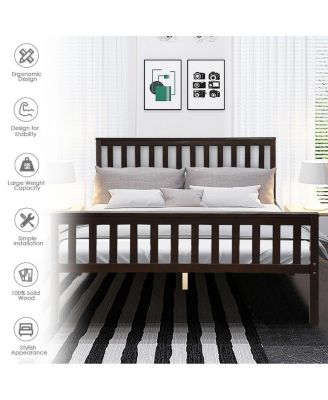 Wood Bed Frame Support Platform with Headboard and Footboard