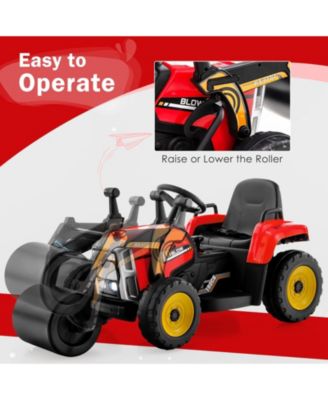 12V Kids Ride on Road Roller with 2.4G Remote Control-Pink