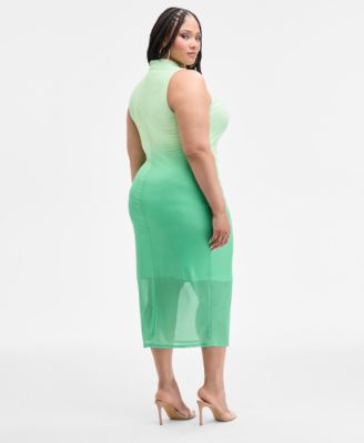 Trendy Plus Size Ombré Ruched Bodycon Dress