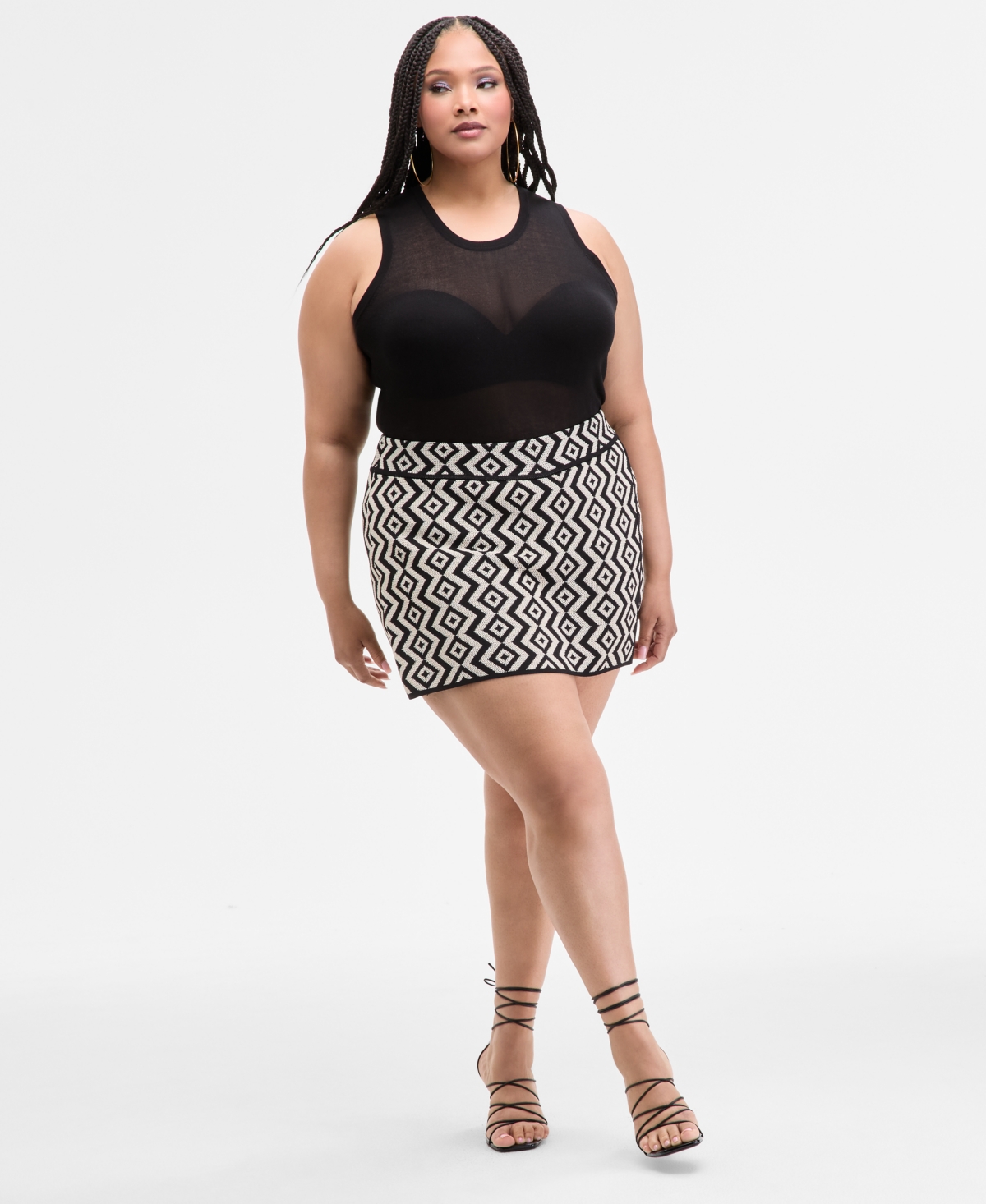Nina Parker Trendy Plus Size Geo-knit Skort