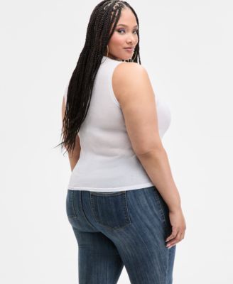 Trendy Plus Size Sheer Sweater-Knit Tank