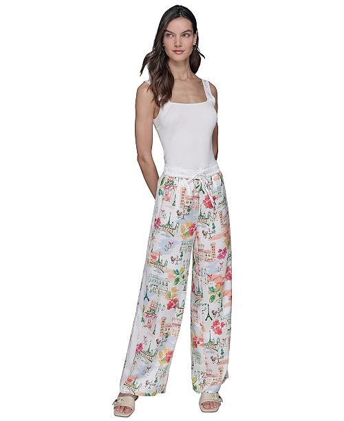 alfani KARL LAGERFELD PARIS Petite Multi-Print Soft Pants Women's Fashion Shoes & Accessories