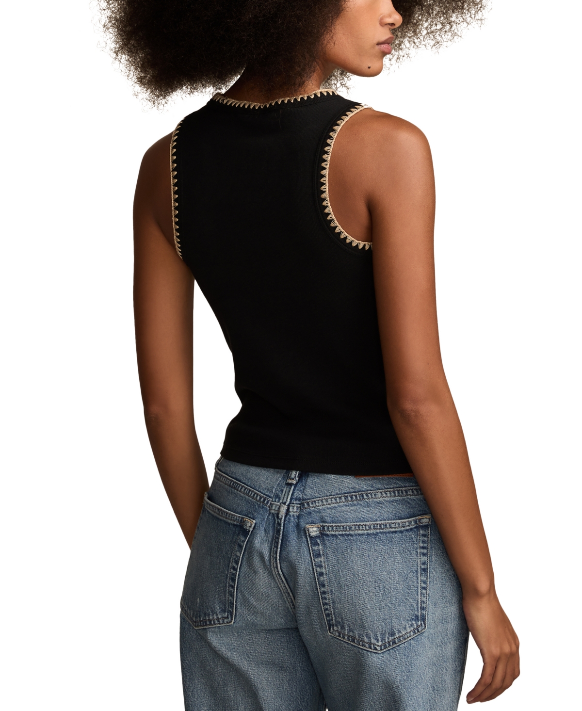 LUCKY BRAND WOMEN'S CROCHET-TRIM CREWNECK TANK TOP 