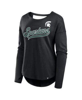 Women's Black Michigan State Spartans Training Camp Core Long Sleeve V-Neck Fashion T-Shirt