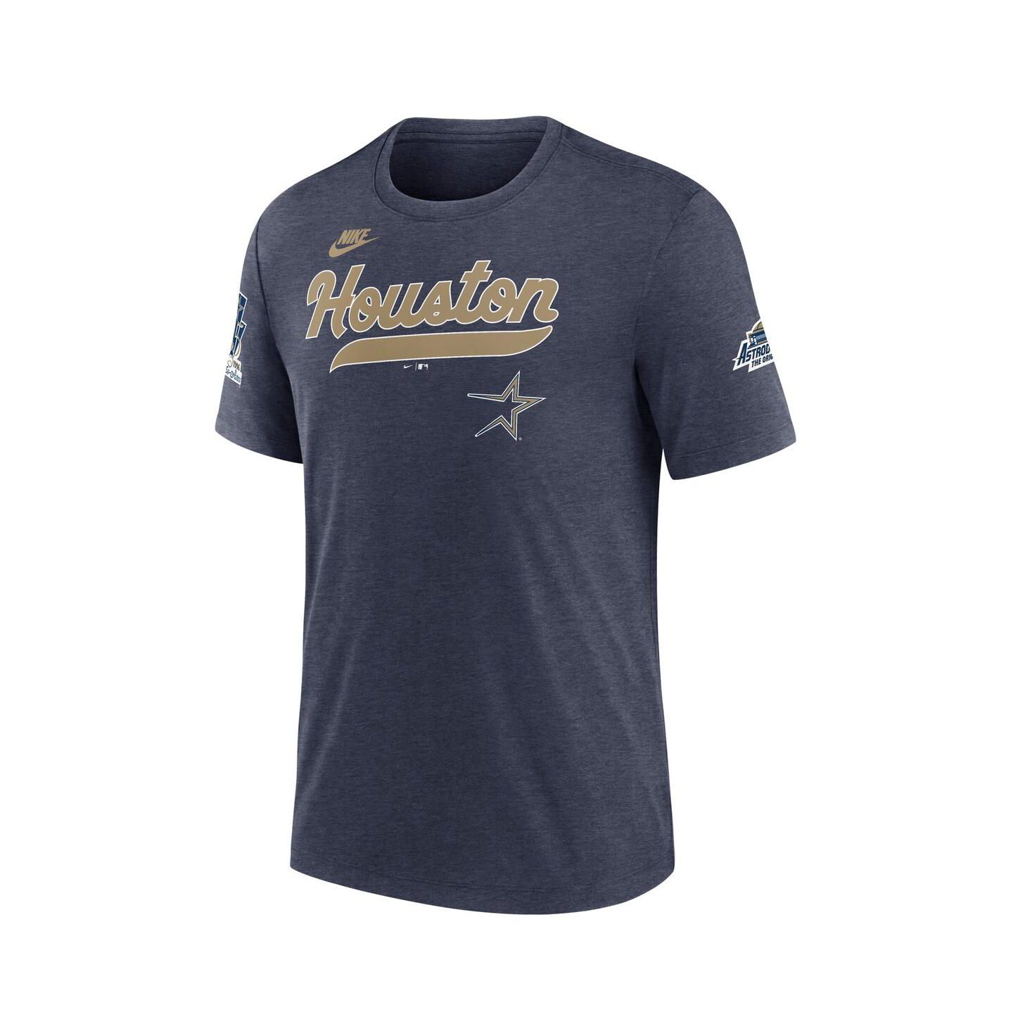 Мужская футболка Nike Heather Navy Houston Astros Cooperstown Collection Eras Tri-Blend — фото 2