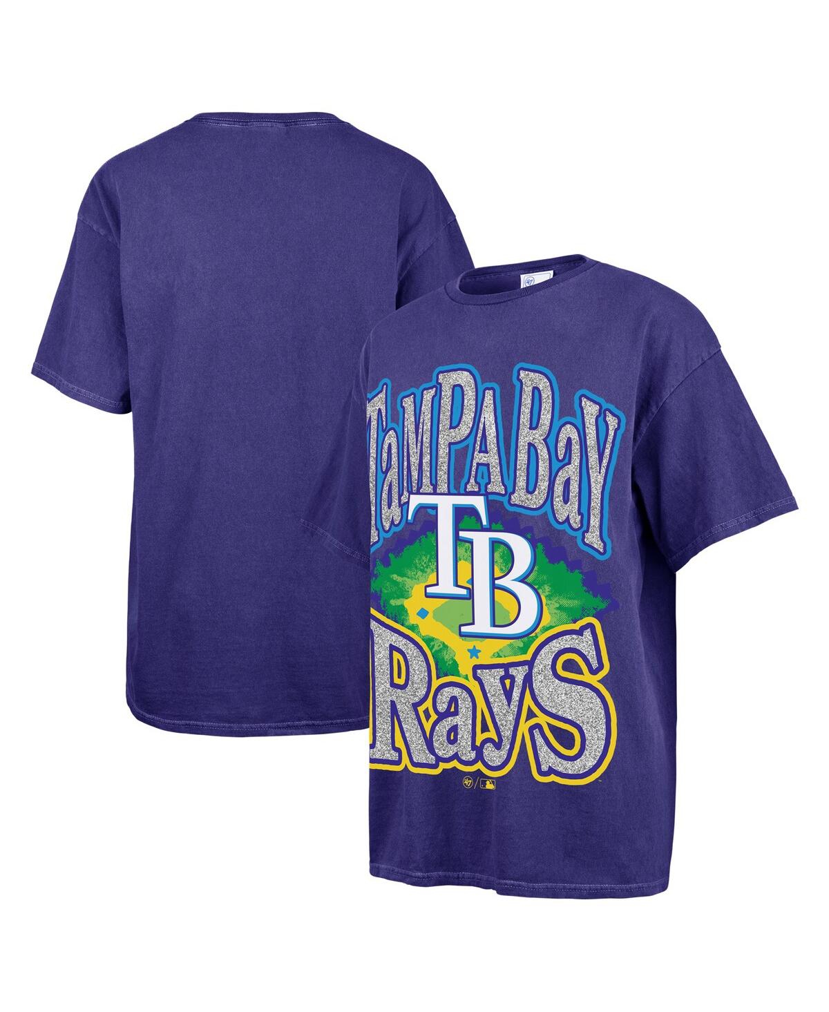 47 BRAND WOMEN'S NAVY TAMPA BAY RAYS FLASHING LIGHTS BOYFRIEND T-SHIRT 