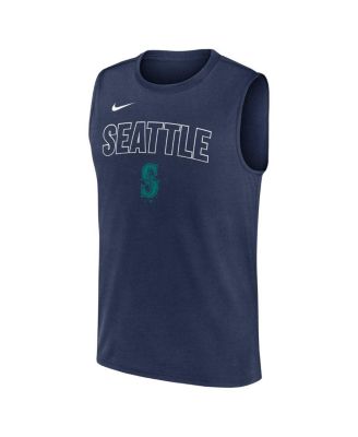 Men's Navy Seattle Mariners Knockout Performance Muscle Tank Top