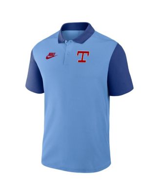Men's Light Blue/Royal Texas Rangers Cooperstown Collection Color-Block Victory Performance Polo Shirt