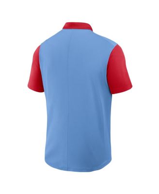Men's Light Blue/Red St. Louis Cardinals Cooperstown Collection Color-Block Victory Performance Polo Shirt
