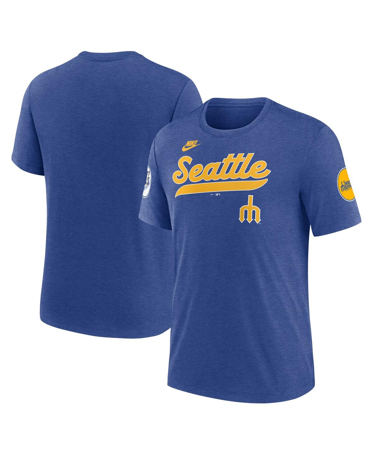 Nike Men's Heather Royal Seattle Mariners Cooperstown Collection Eras Tri-Blend T-Shirt - Heather Royal