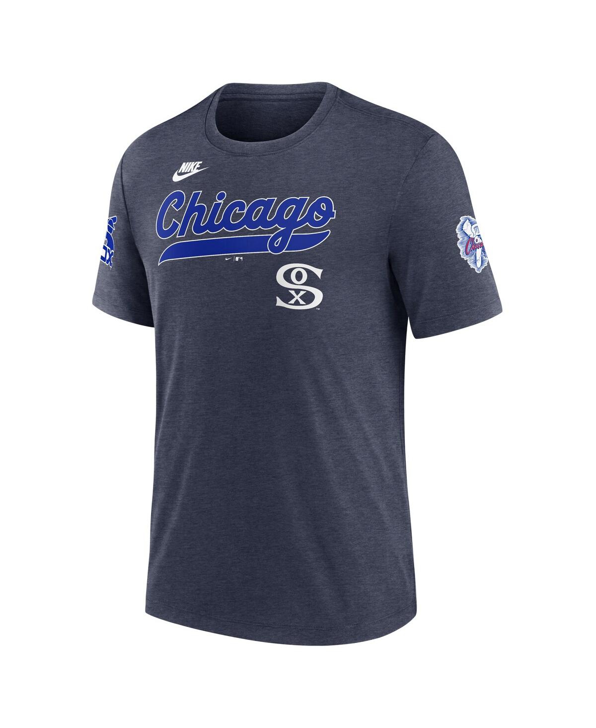 Nike Men's Heather Navy Chicago White Sox Cooperstown Collection Eras Tri-blend T-shirt In Blue
