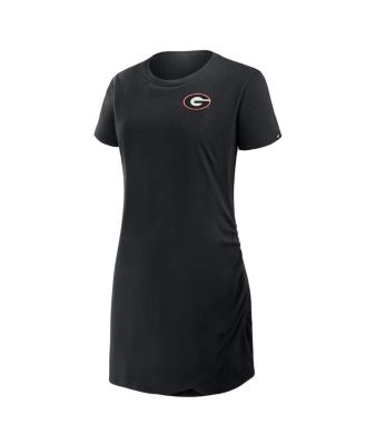 Women's Black Georgia Bulldogs Relaxed fit Drape T-Shirt Dress