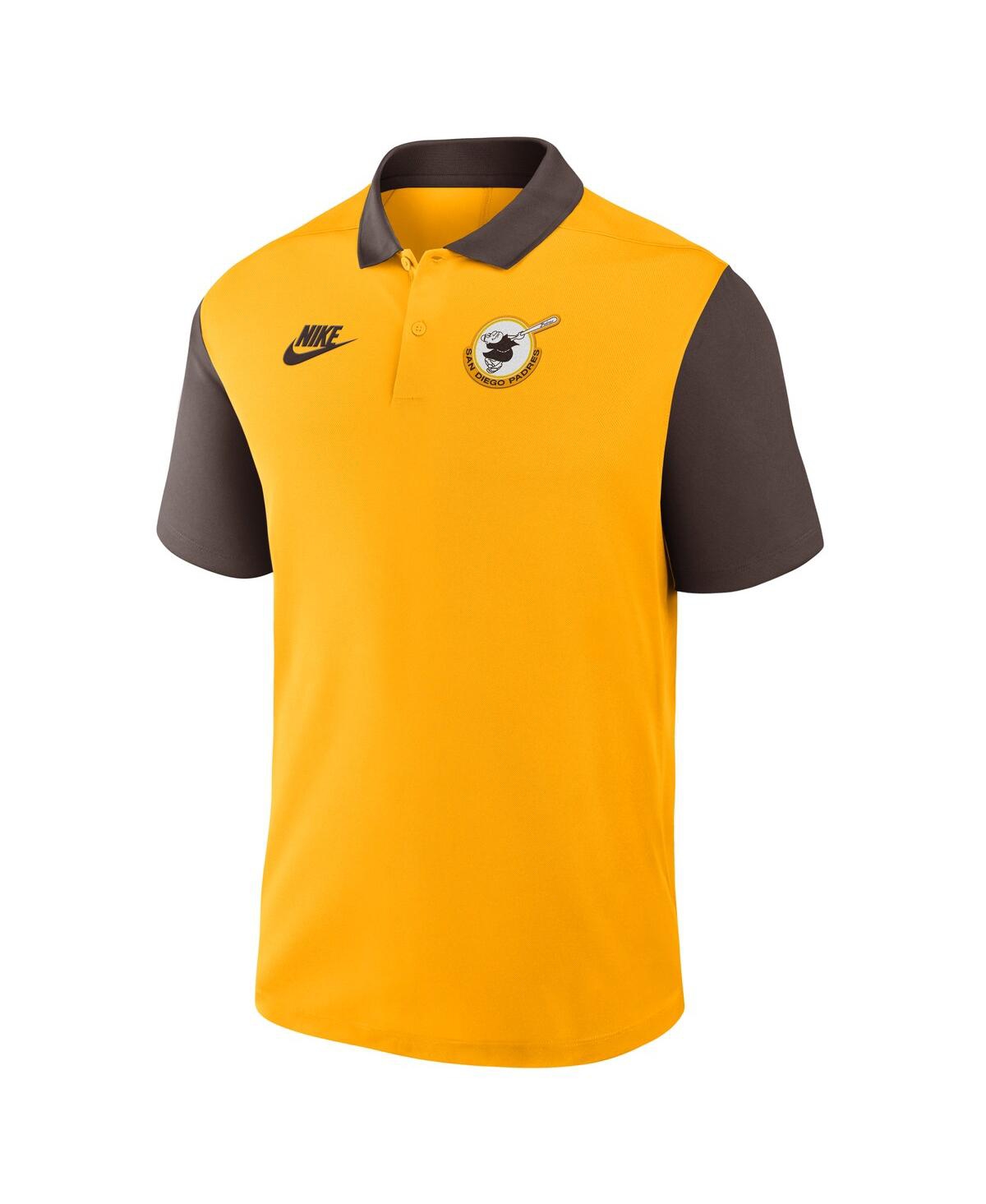Nike Men's Gold/brown San Diego Padres Cooperstown Collection Color-block Victory Performance Polo Shirt In Yellow