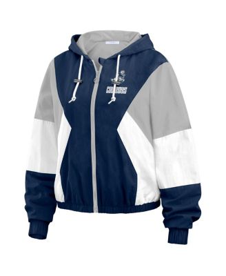Women's Navy Dallas Cowboys Plus Size Color Block Full-Zip Windbreaker Jacket