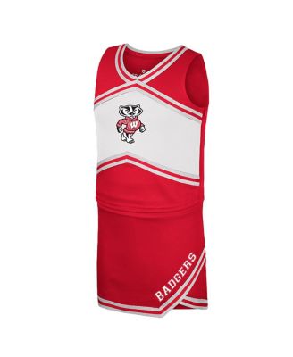 Big Girls 2-Piece Red Wisconsin Badgers Cheerleader Top and Skirt Set