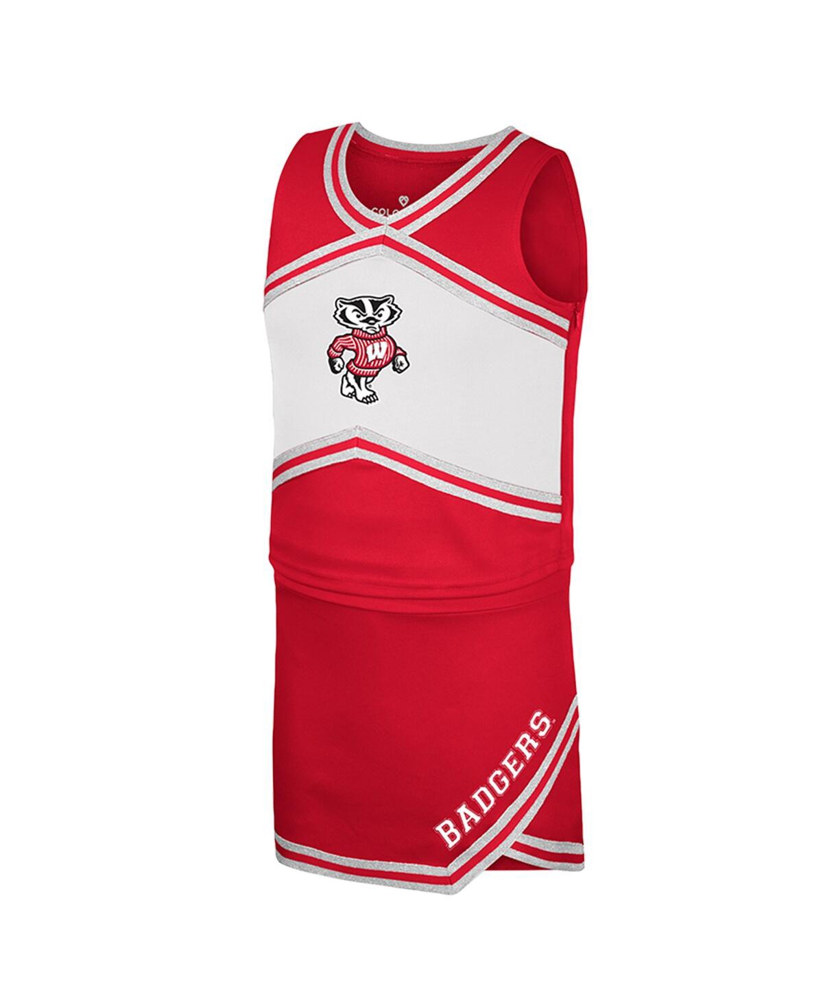 Colosseum Big Girls 2-piece Red Wisconsin Badgers Cheerleader Top And Skirt Set In Red
