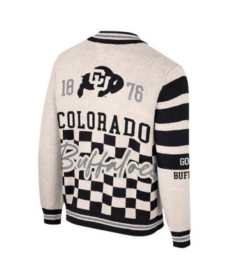 Women's Cream Colorado Buffaloes Jacquard Full-Zip Sweater