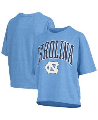 Pressbox - Women's Carolina Blue North Carolina Tar Heels Nelson Arch Over Logo Waist Length Oversized Slub T-Shirt