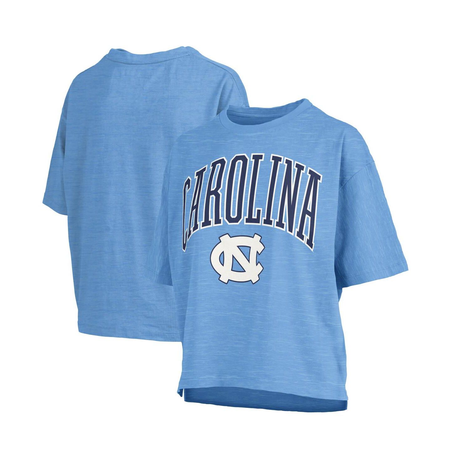 Женские футболки Pressbox Carolina Blue North Carolina Tar Heels Nelson Arch Over Logo Waist Length Oversized Slub — фото 1