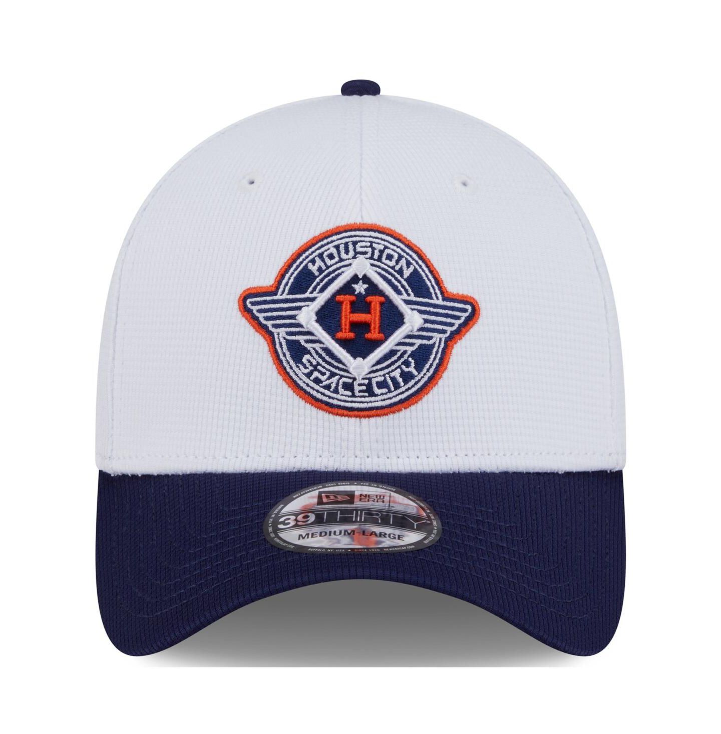 Мужская кепка New Era White/Navy Houston Astros 2025 City Connect Batting Practice 39THIRTY Flex Hat — фото 2