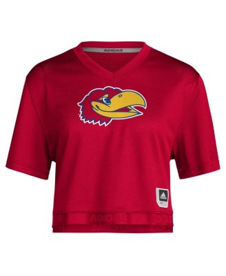 Women's Red Kansas Jayhawks Primegreen V-Neck Cropped Jersey